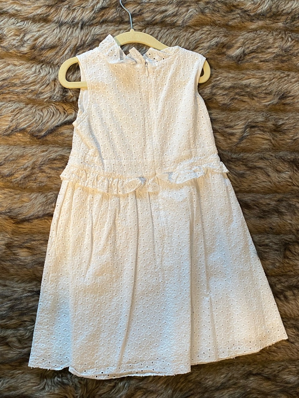 Brooks Brothers Cream Eyelet Ruffle Waist Dress